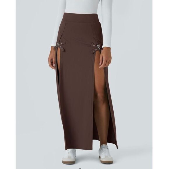 Brand New - Halara Women’s L High Waisted Decorative Buckle 2-in-1 Maxi Casual S - Picture 2 of 8